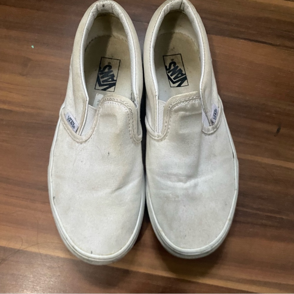 White slip on vans